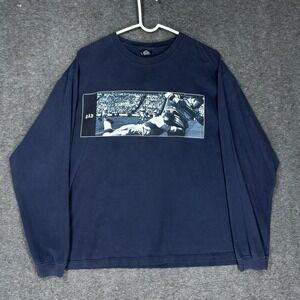 Vintage Gap Shirt Mens Large Blue Rugby Graphic Print Made In USA Crewneck Faded